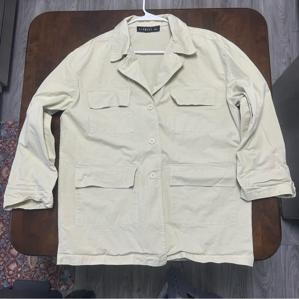 Lioness Giselle Trench Coat Mini Dress in Beige without tie belt Size L - Picture 3 of 16